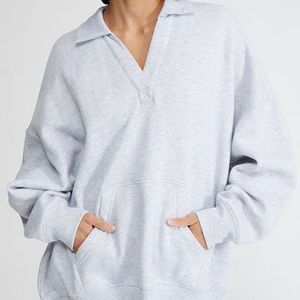 Oversized Henley Polo Sweatshirt